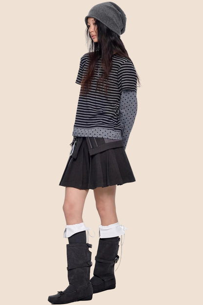 Retro-Oberteil mit gepunktetem Streifen