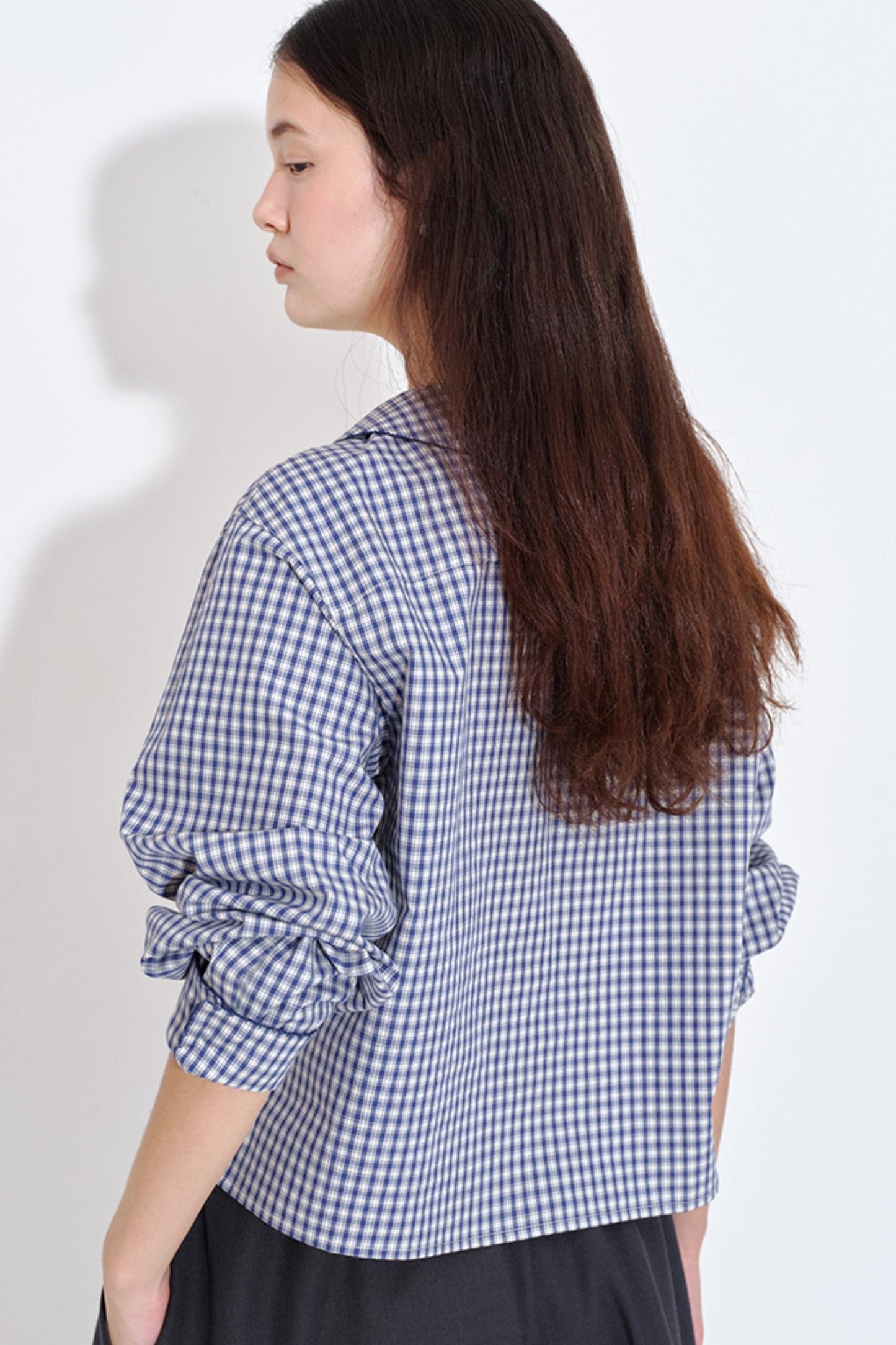 Rabbit Ear Collar Cropped Shirt