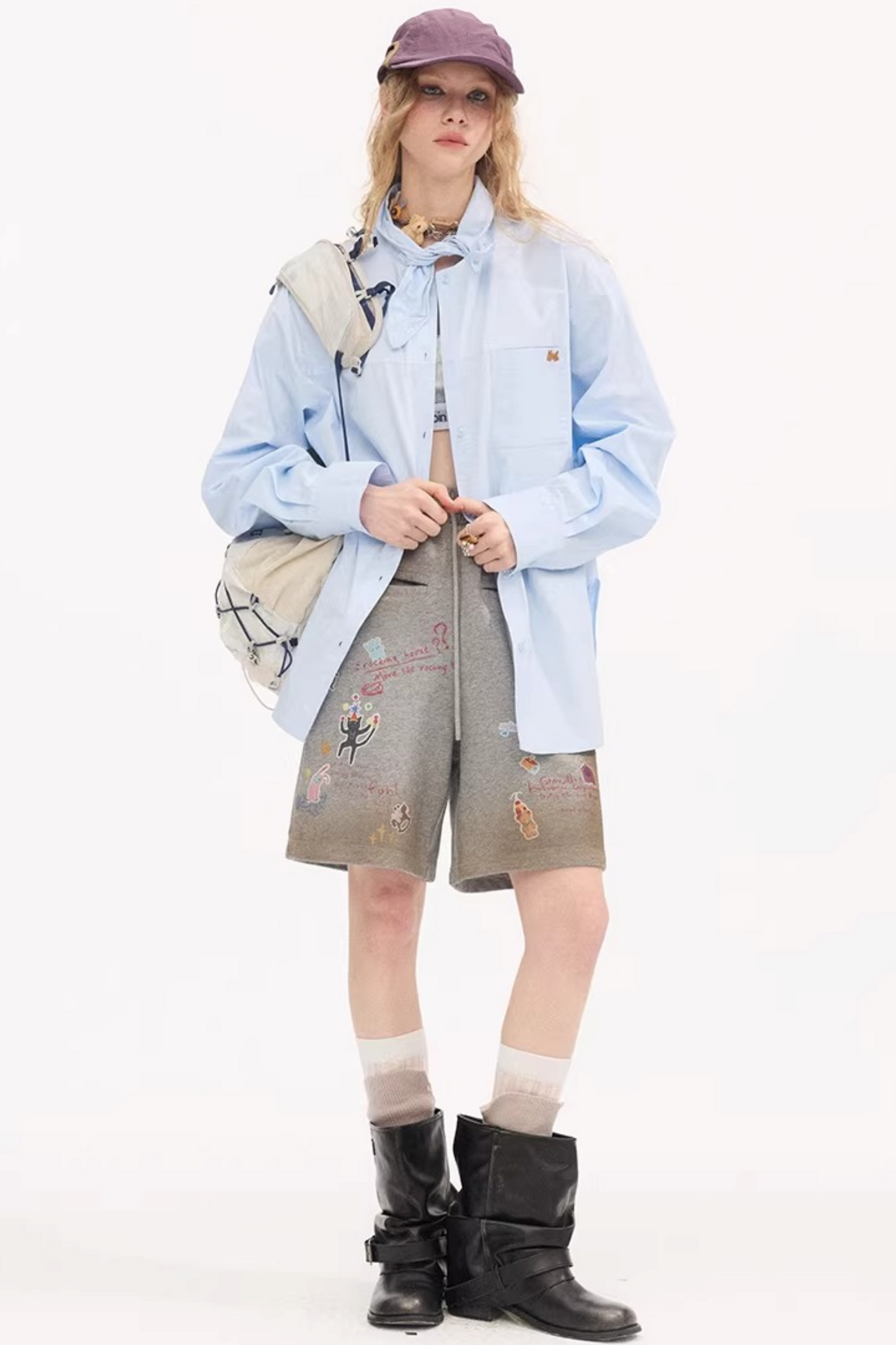 Cartoon Animal Distressed Pants