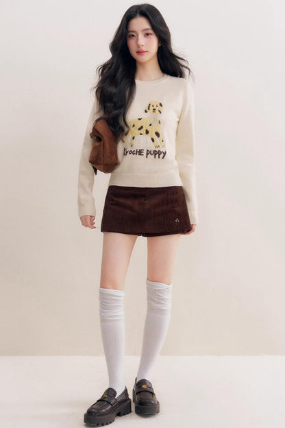 Puppy Jacquard Pullover Sweater