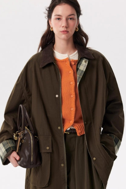 Retro Patchwork Color-Block Jacket