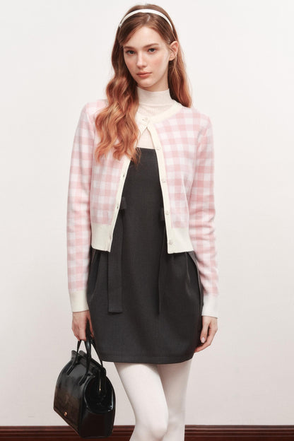 Cardigan en maille à carreaux