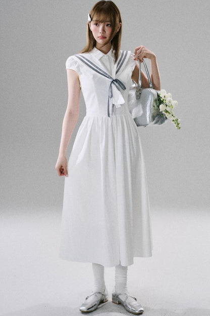 Minimal Sailor-Inspired Long Dress