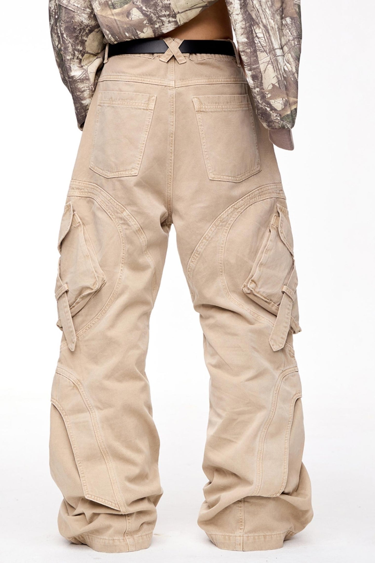 Pleated Bootcut Cargo Pants