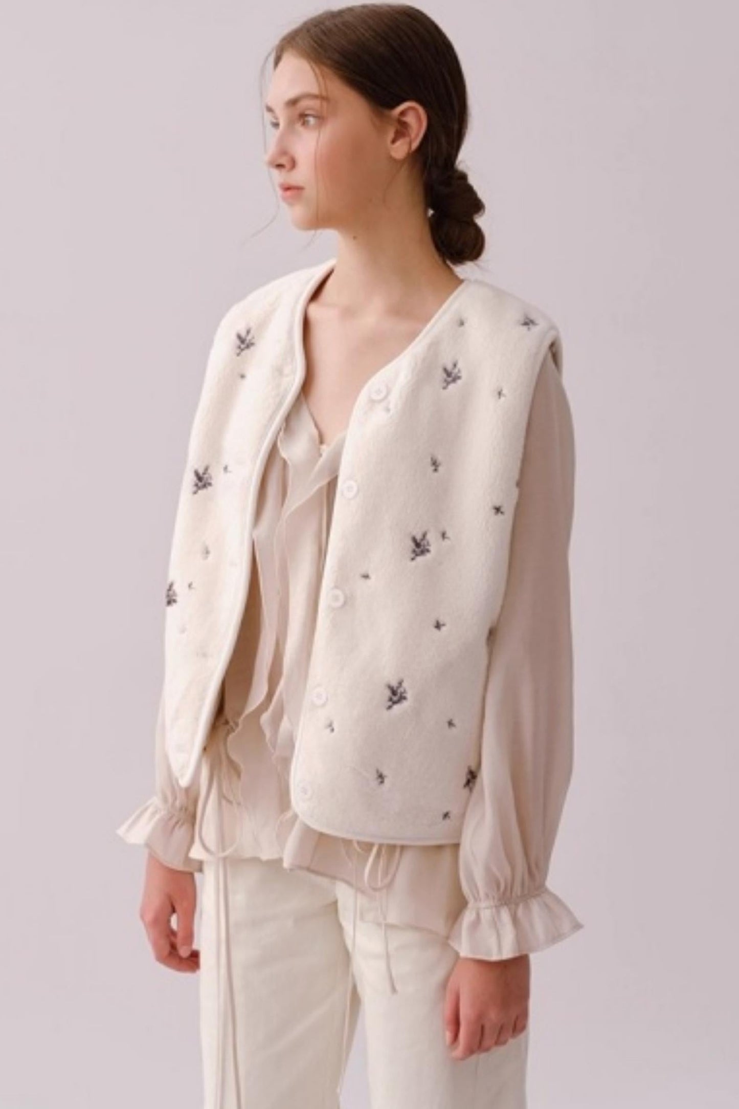 Reversible Floral Suede Vest