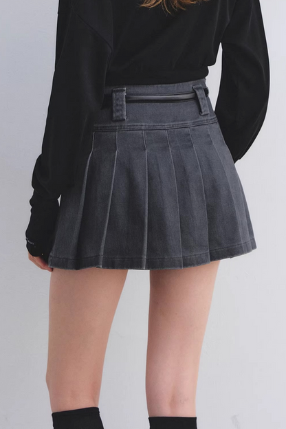 Retro Washed Denim Skirt
