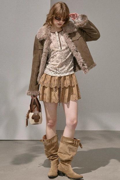 Cashew Flower Slim Print Knitted Top