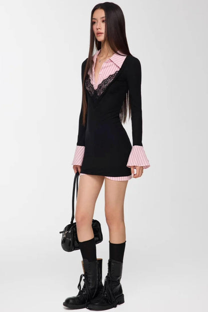 Patchwork Striped Bodycon Dress