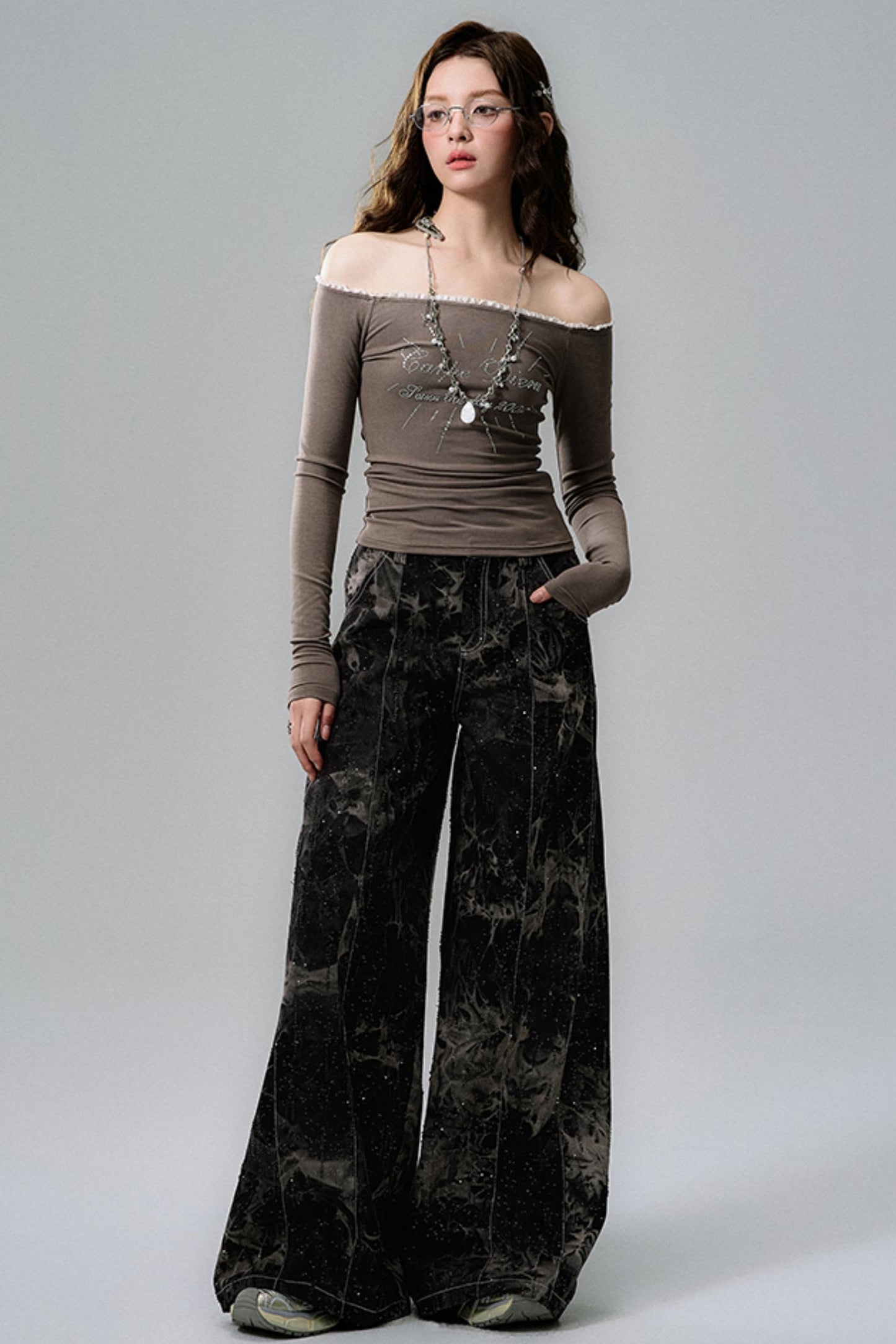 Dark Brown One-Shoulder Top