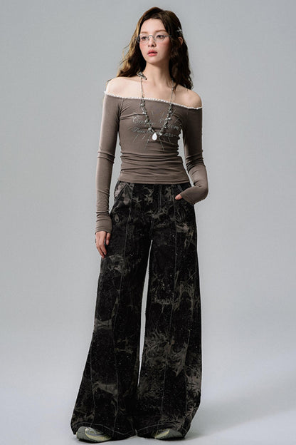 Dark Brown One-Shoulder Top