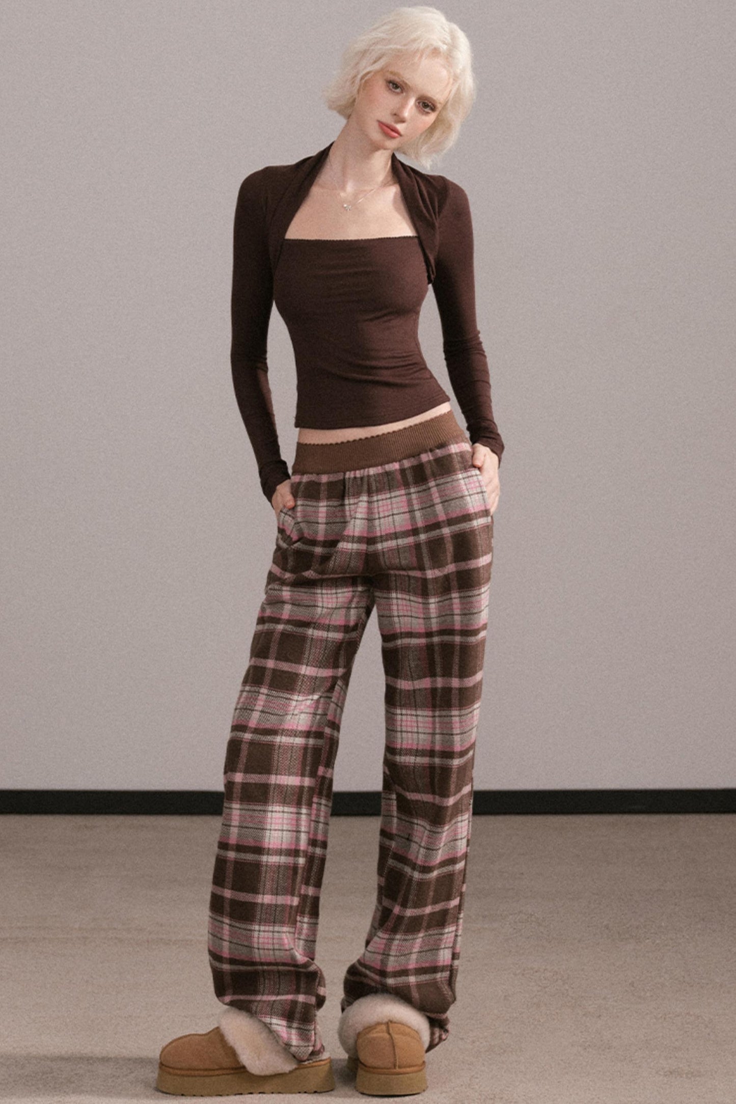 Retro Pink Plaid Pants