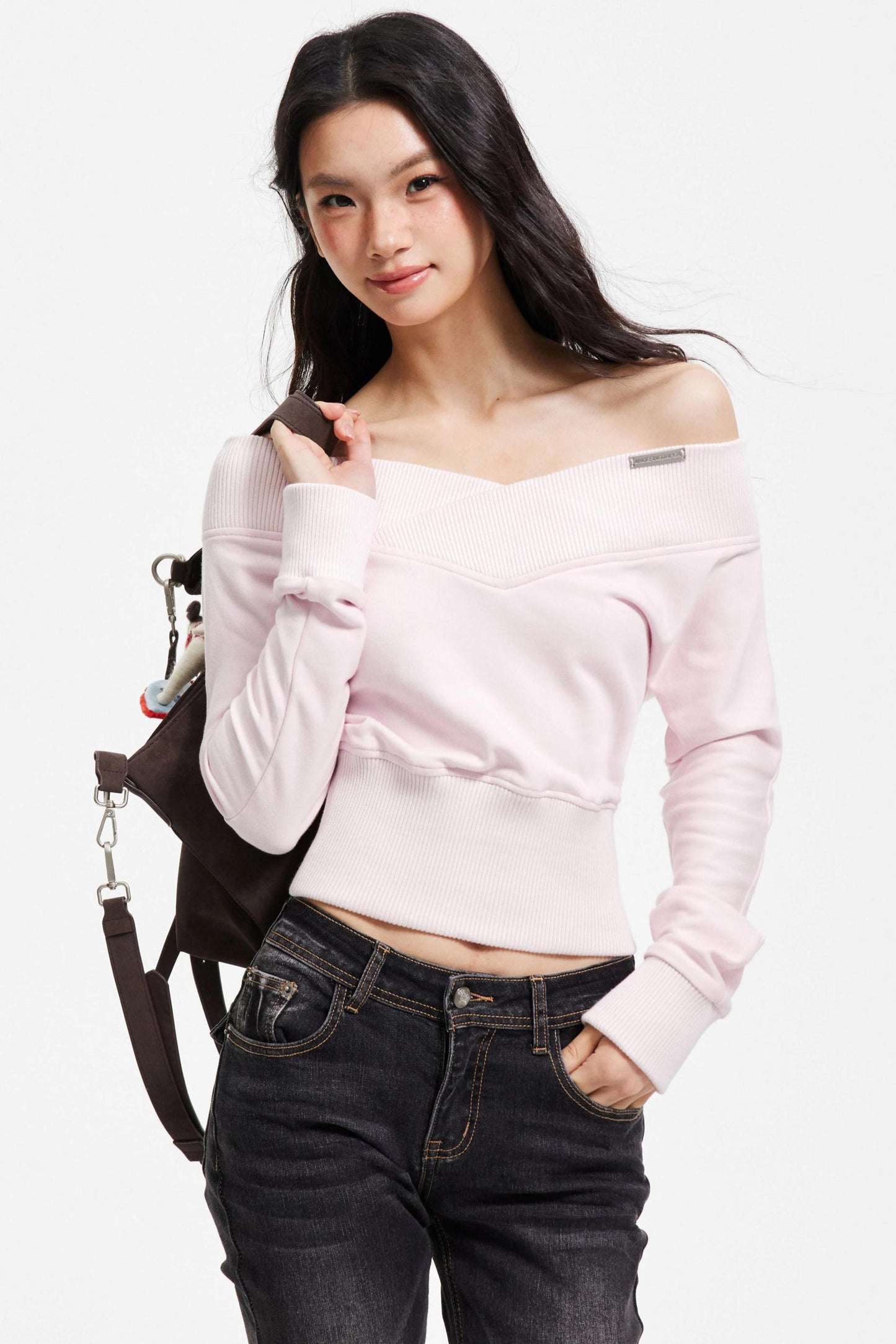 American Retro Off-Shoulder Sweater