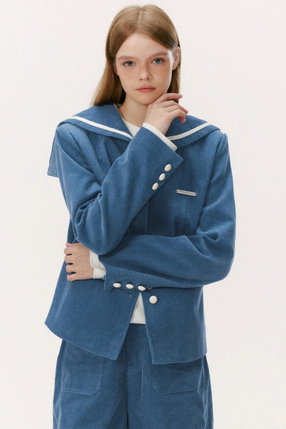 Navy Collar Corduroy Jacket