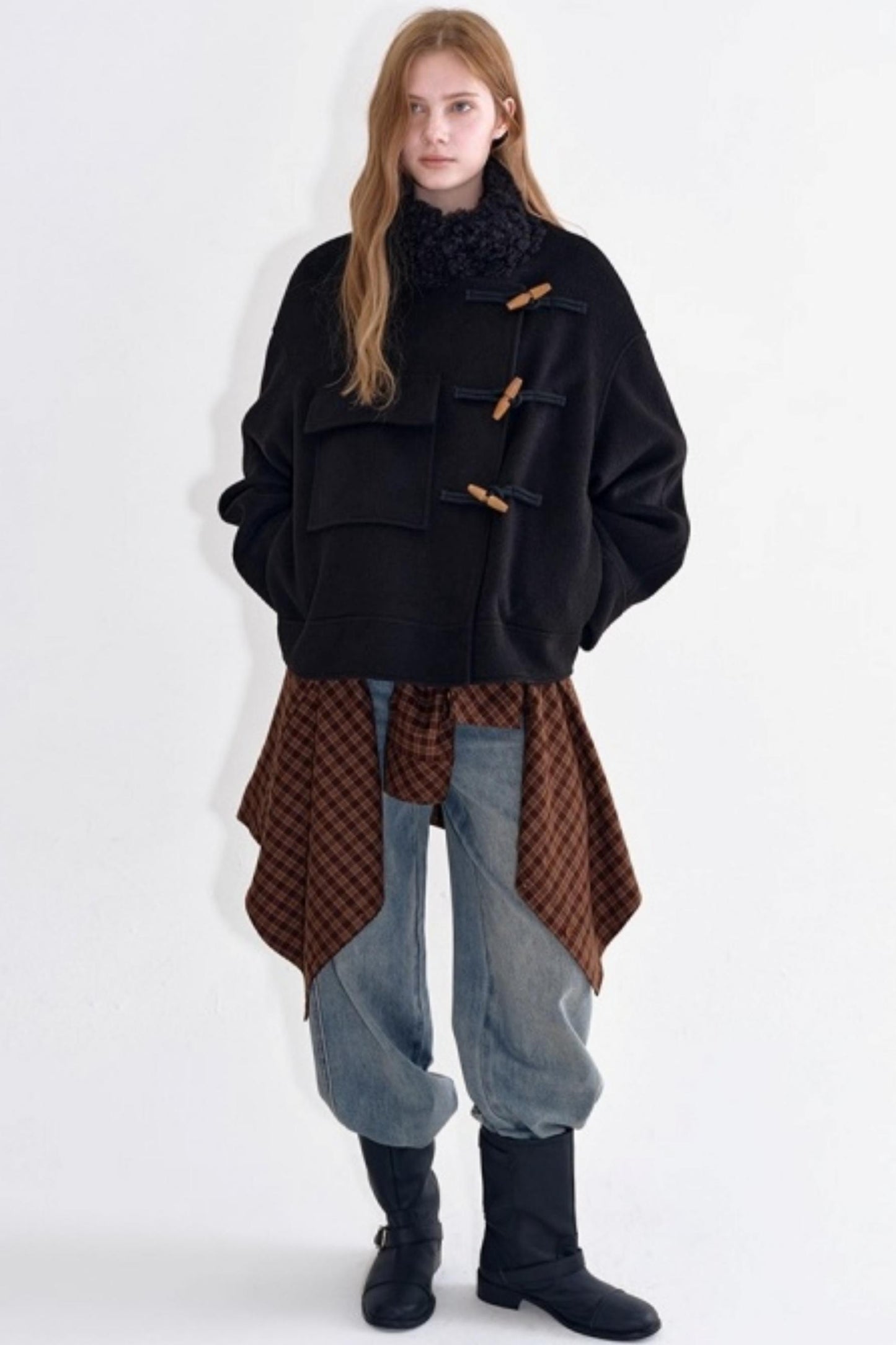 Wool Blend Fur Collar Coat