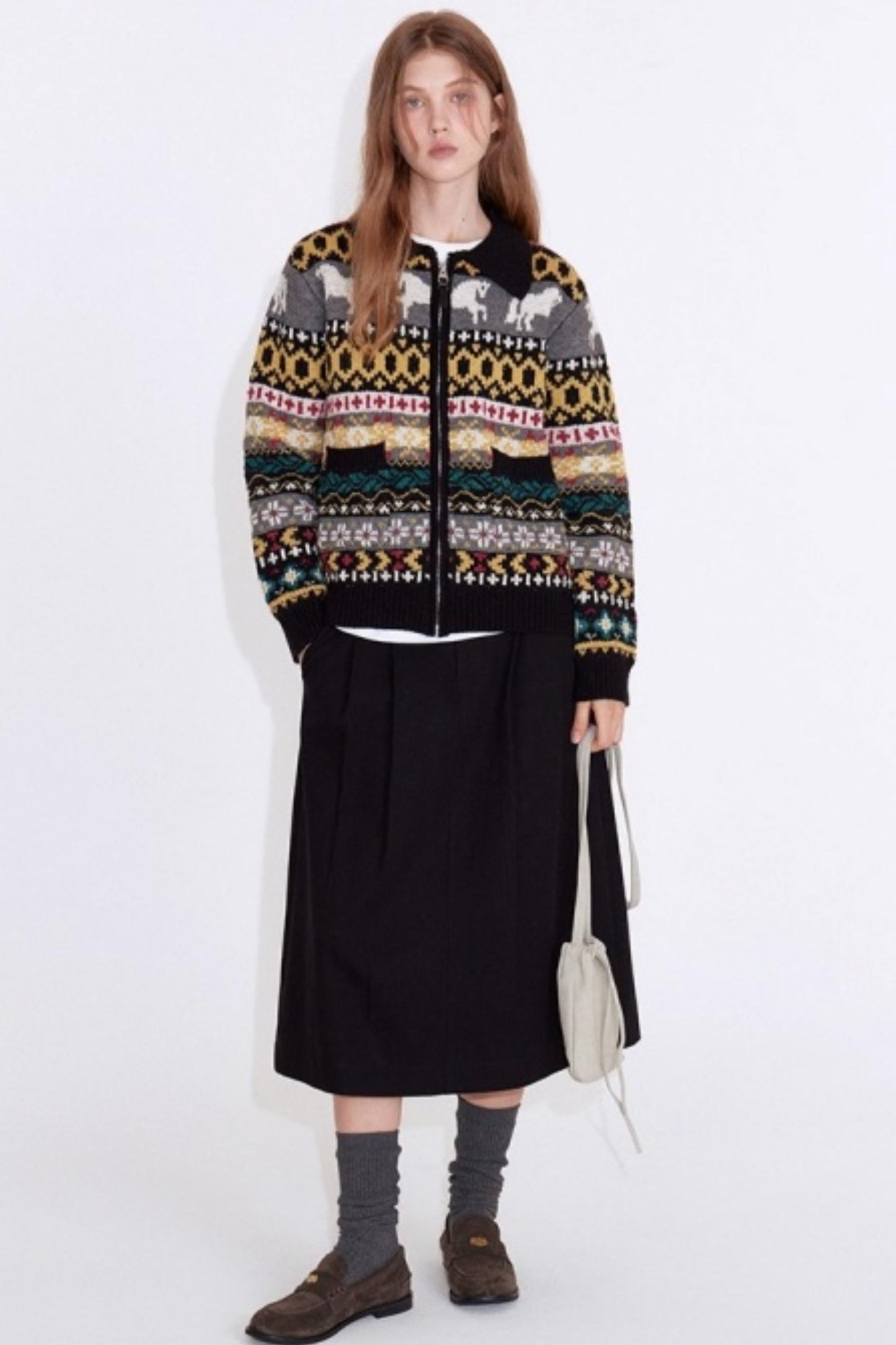 Textured Little Horse Cardigan