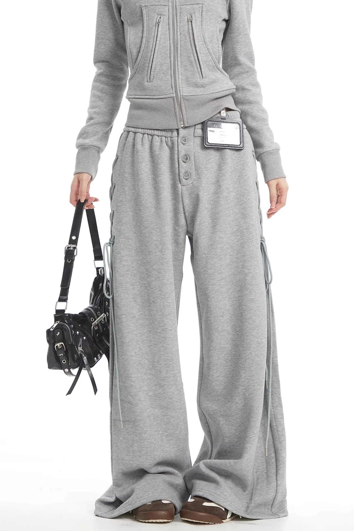 Korean Fur Collar Hooded Jacket Set-Up