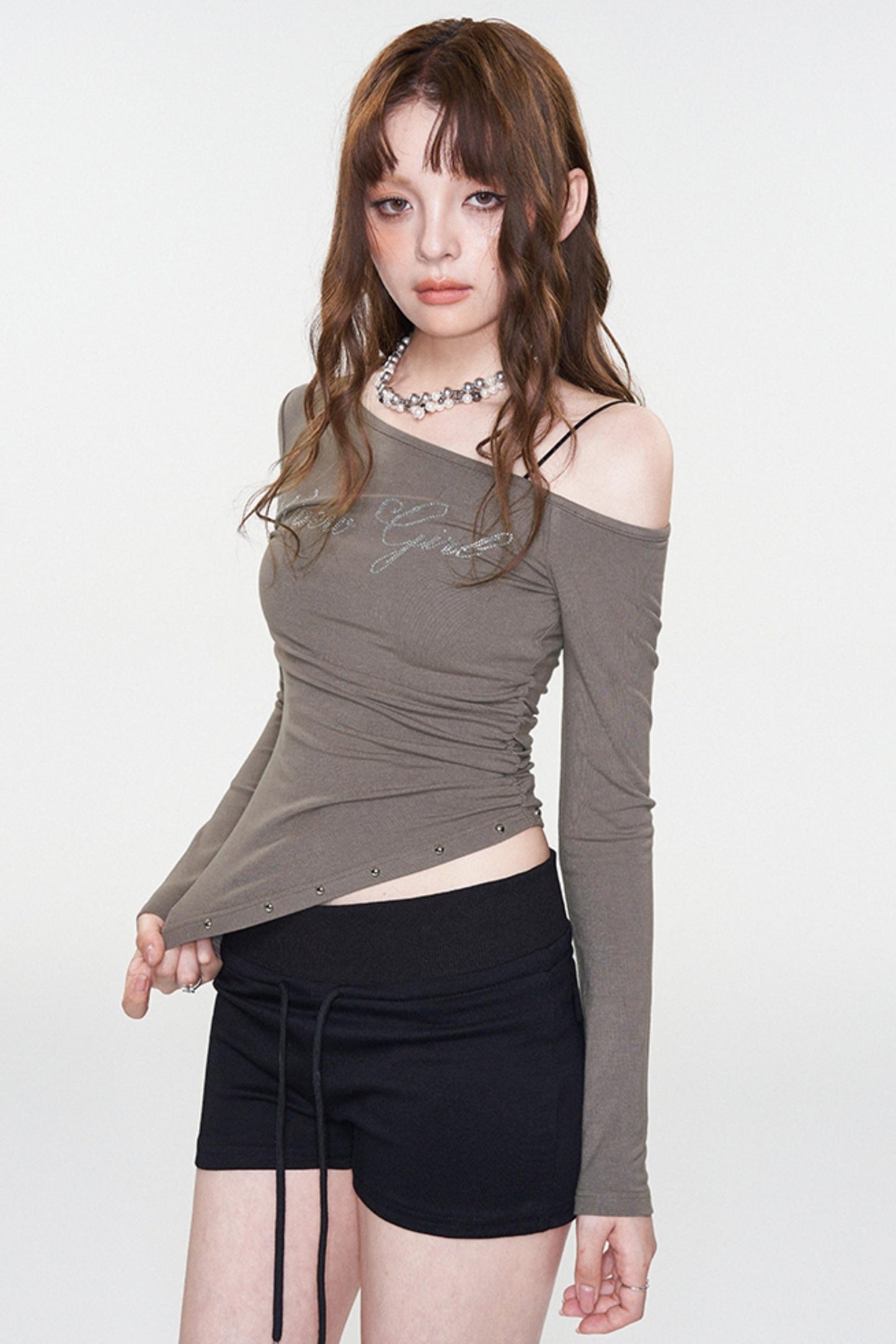 Slim Fit Rhinestone Print Top