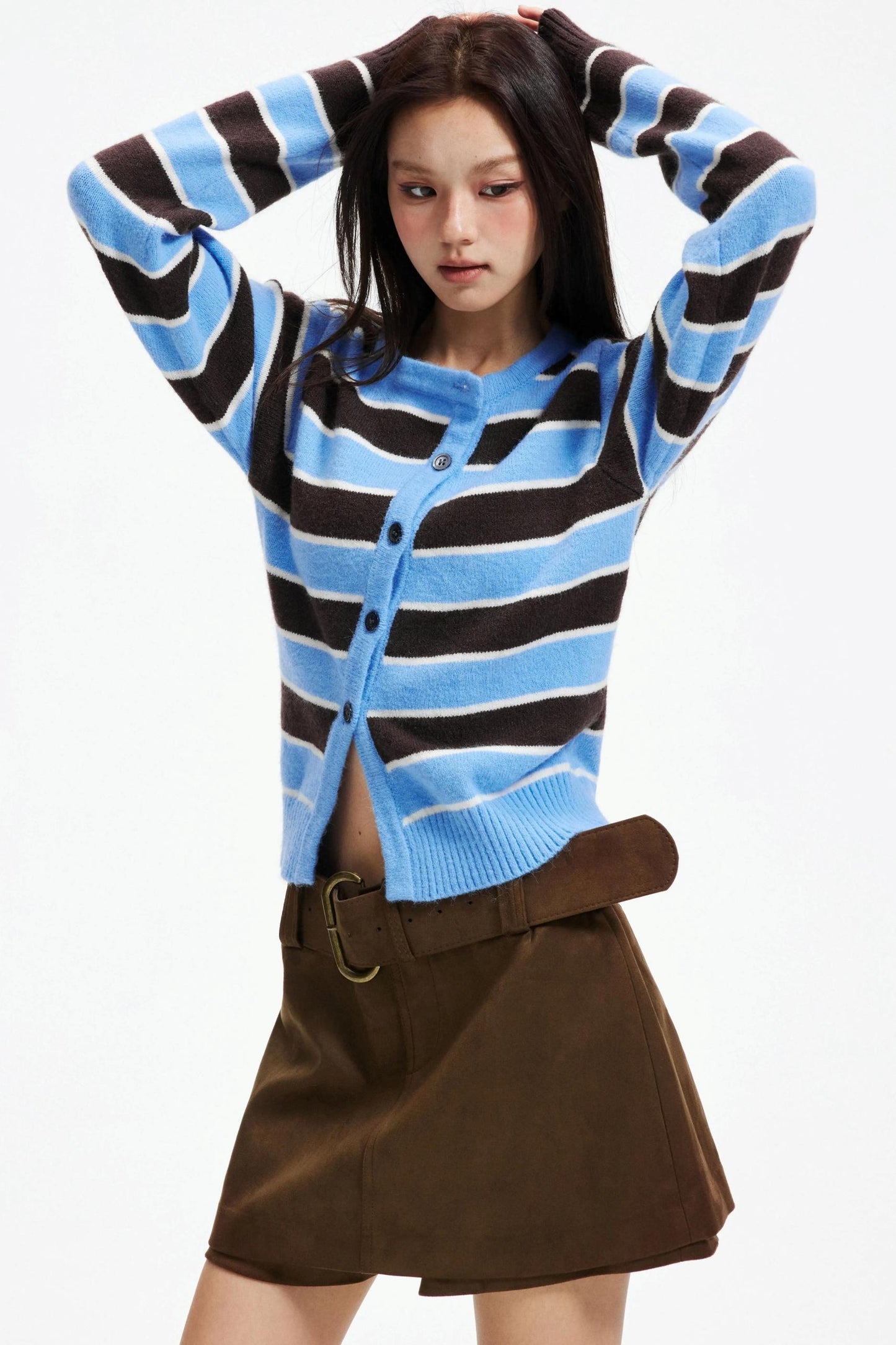 Retro Striped Knit Cardigan