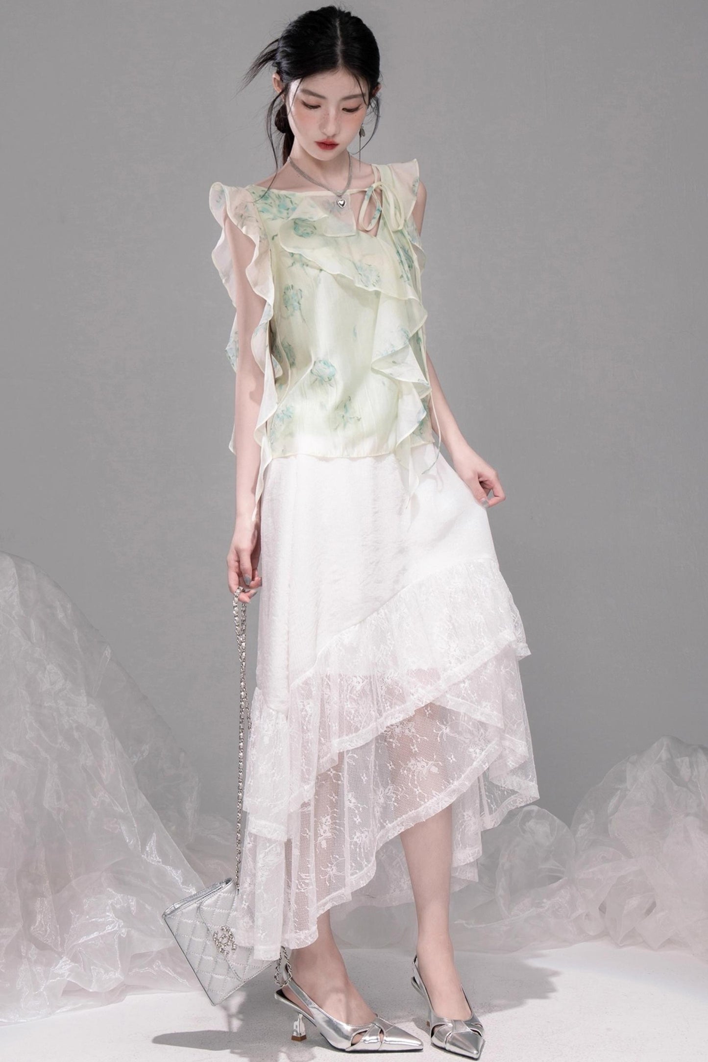 Qingbo Leaf Chiffon Shirt