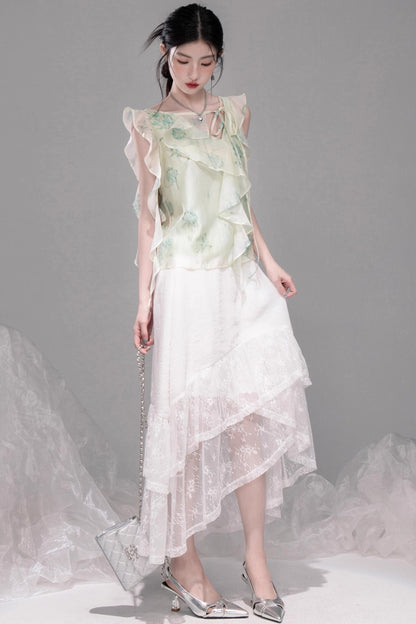 Qingbo Leaf Chiffon Shirt