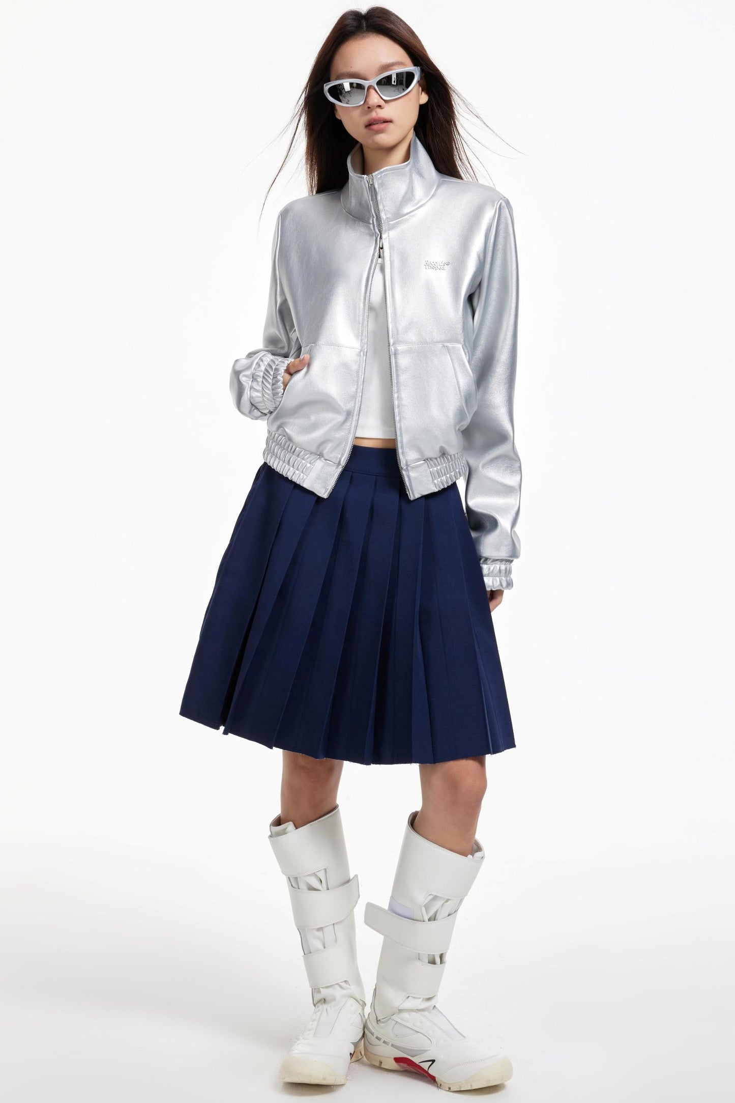 Pleated Mid-Length Skirt