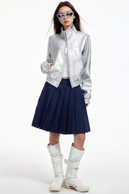 Pleated Mid-Length Skirt