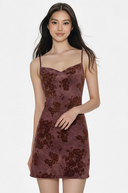 Retro Velvet Print Dress
