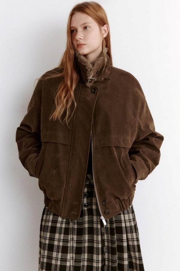 Stand Up Collar Nubuck Suede Jacket