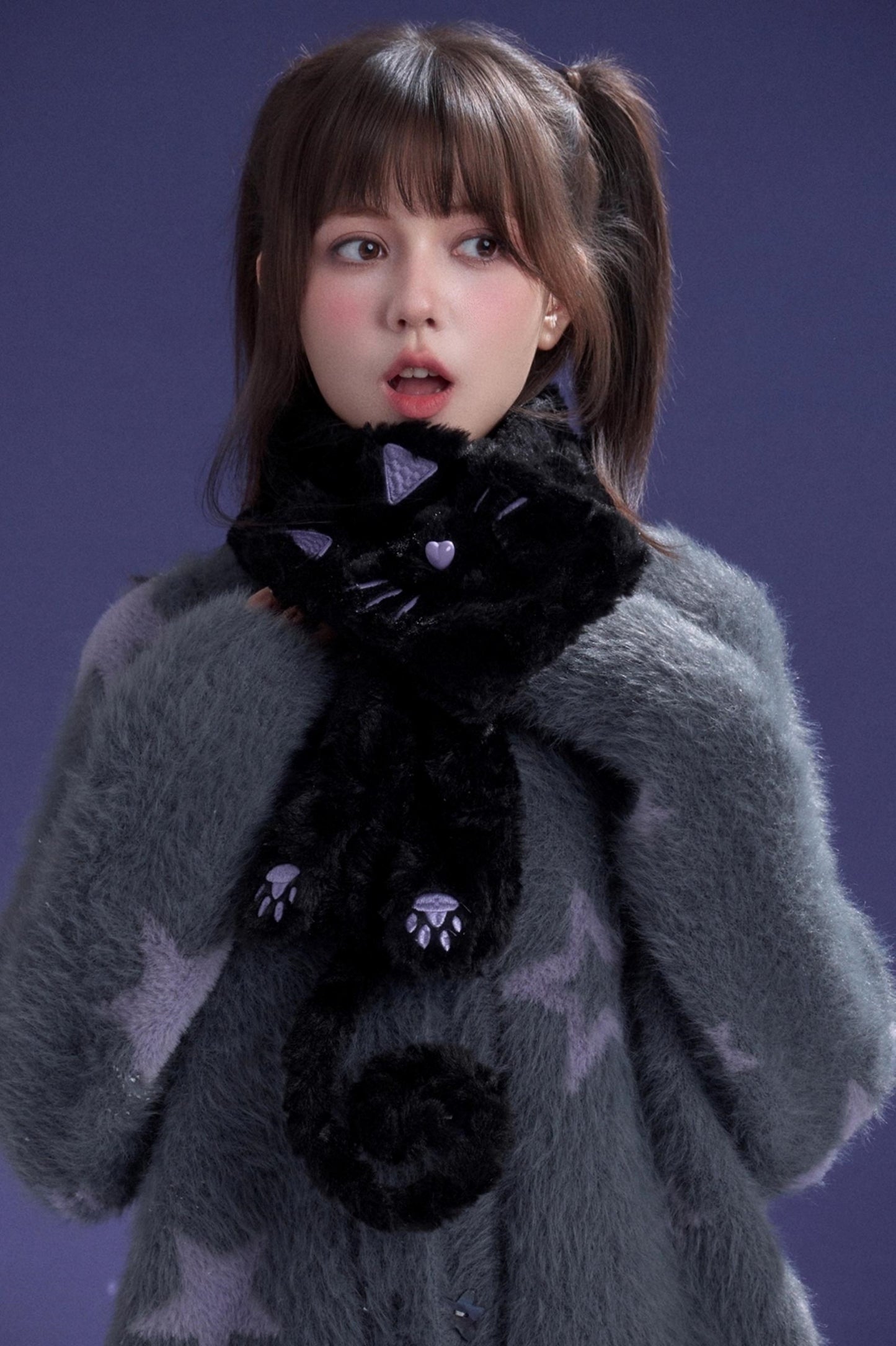 Gray Faux Mink Fur Jacket Vest Set-Up