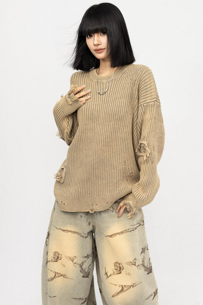 Vintage Distressed Black Sweater