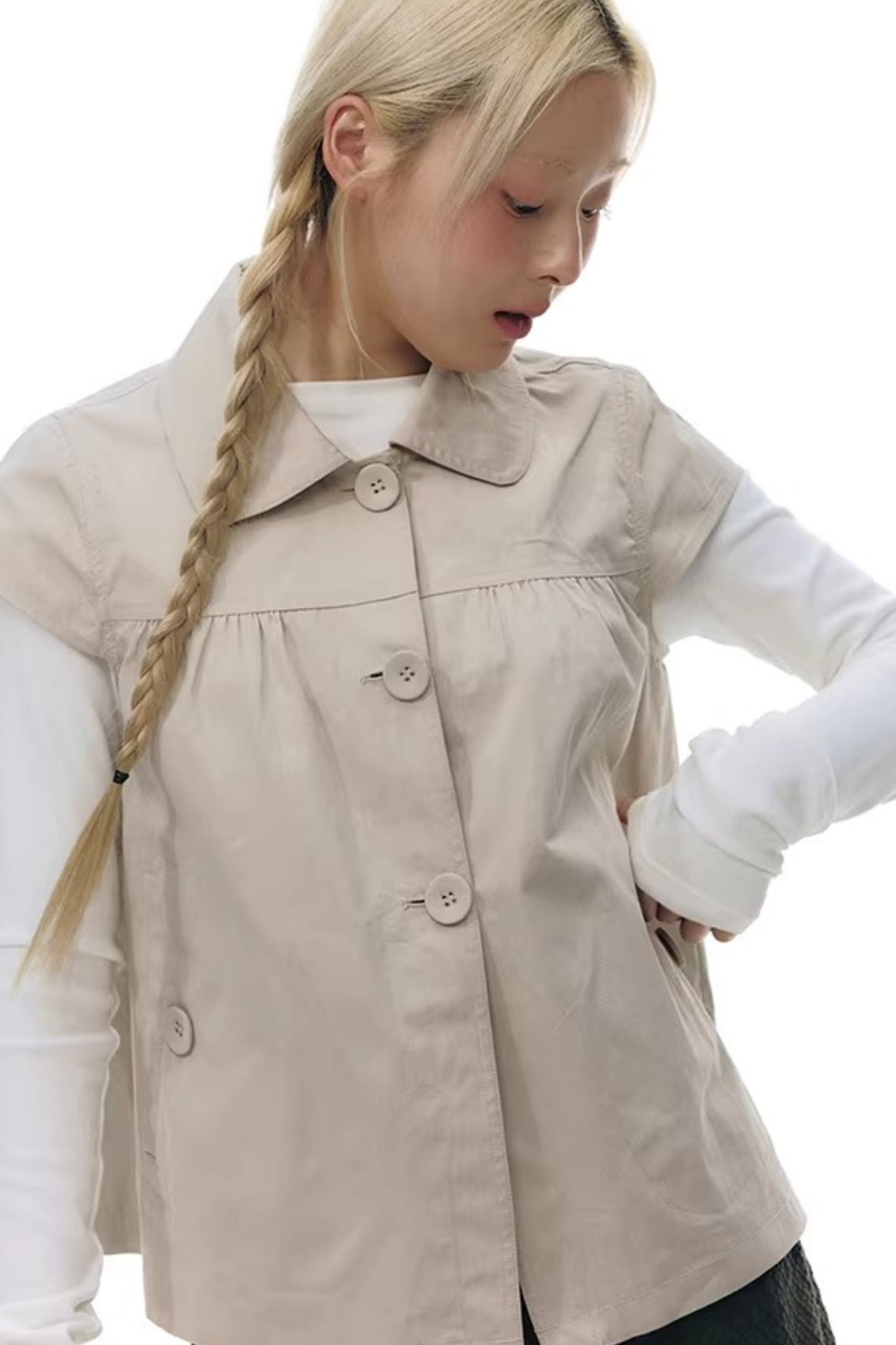 Doll Collar Flutter Sleeve Cardigan