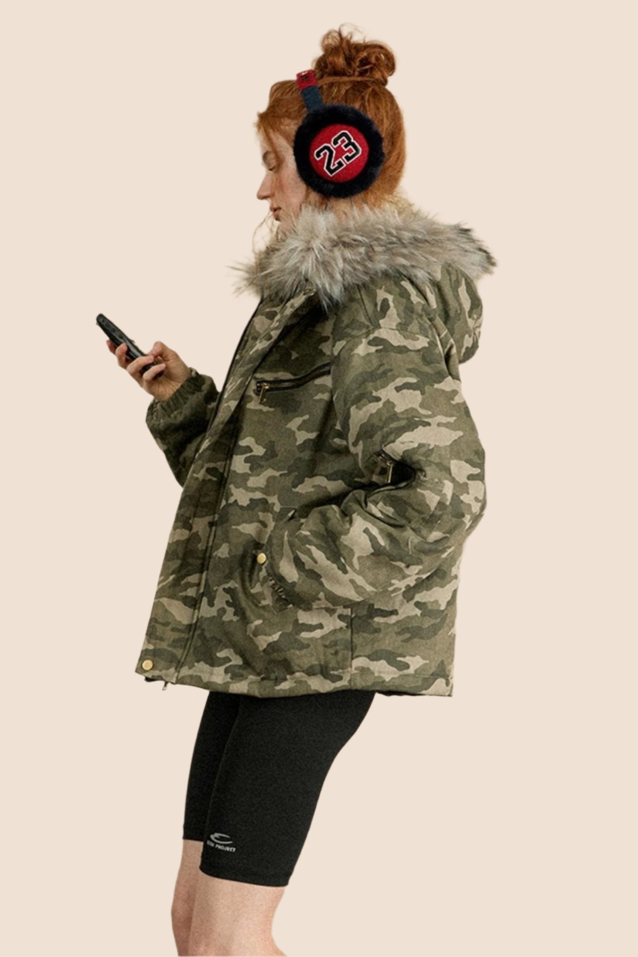 EZEK AMERICAN RETRO CAMOUFLAGE BIG FUR COLLAR HOODED COTTON JACKET COTTON CLOTHES WOMEN'S WINTER NEW LOOSE COTTON JACKET JACKET TIDE