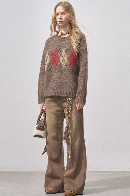 Floral Diamond Knit Sweater