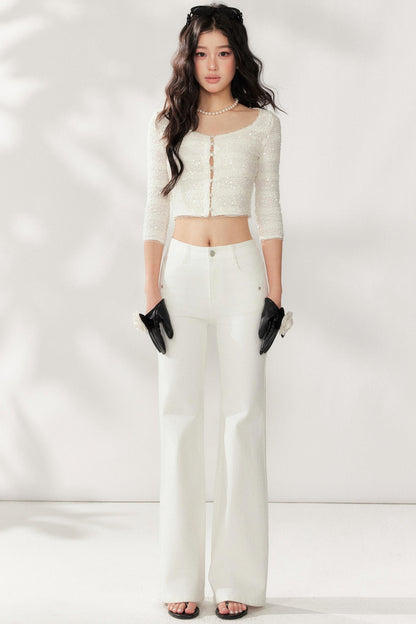 High-Waisted White Supermodel Pants