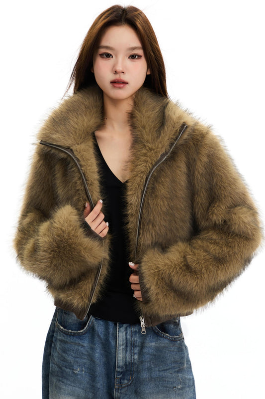 Fashionable Faux Fur Short Coat