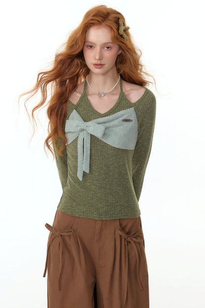 Patchwork Halterneck Knitted Top