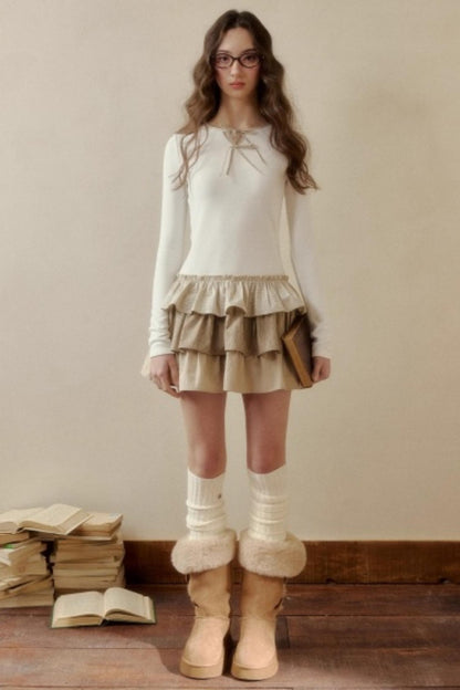 Retro Plaid Knit Tutu Skirt Dress