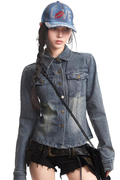 Retro Casual Short Denim Jacket Top