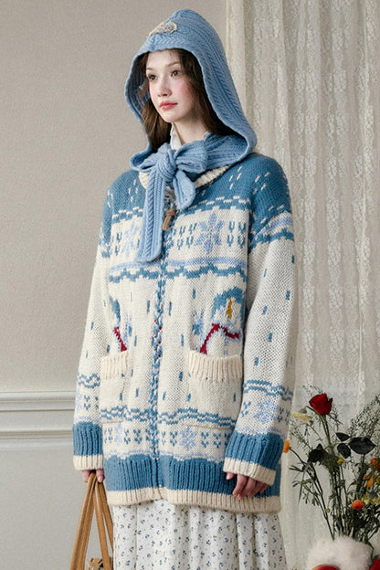 Nordic Snow Wool Knit Jacket