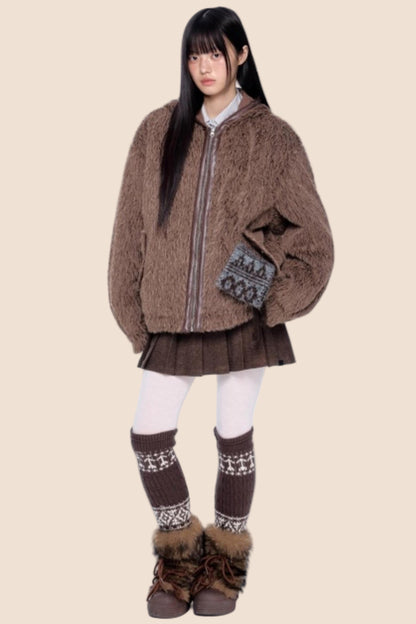 Furry Hooded Cotton Jacket