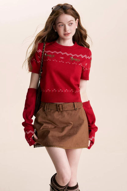 Fair Isle Pearl Knitwear Sweater Set