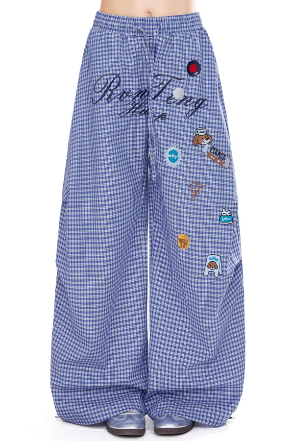 Plaid Retro Wide-Leg Pants