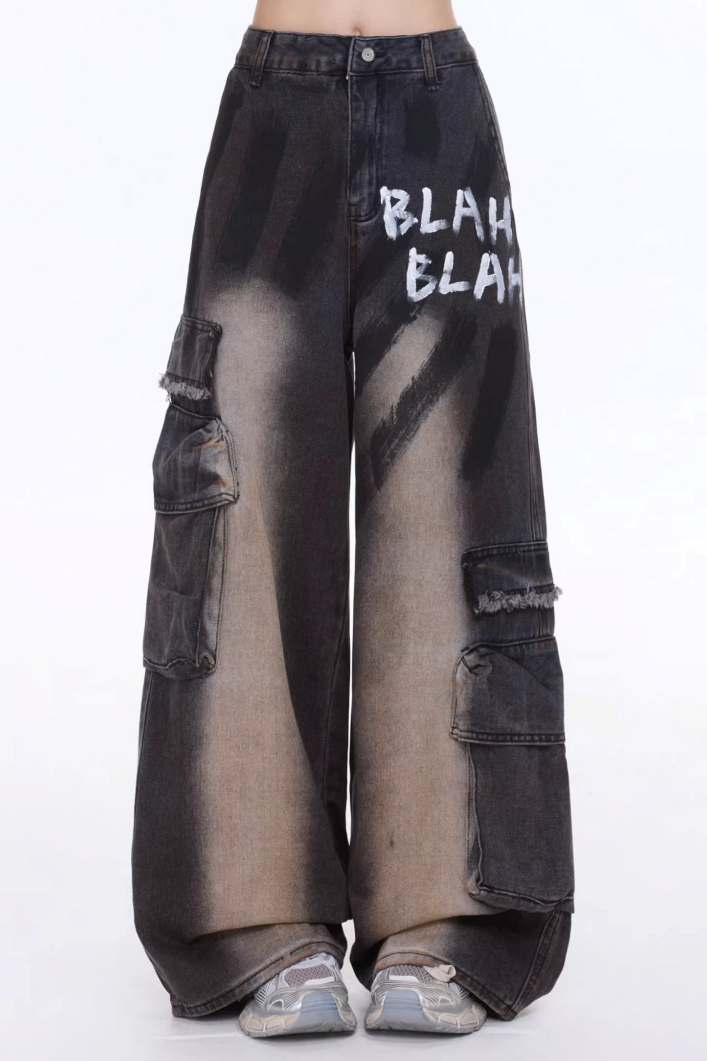 Retro Graffiti Wide-Leg Jeans