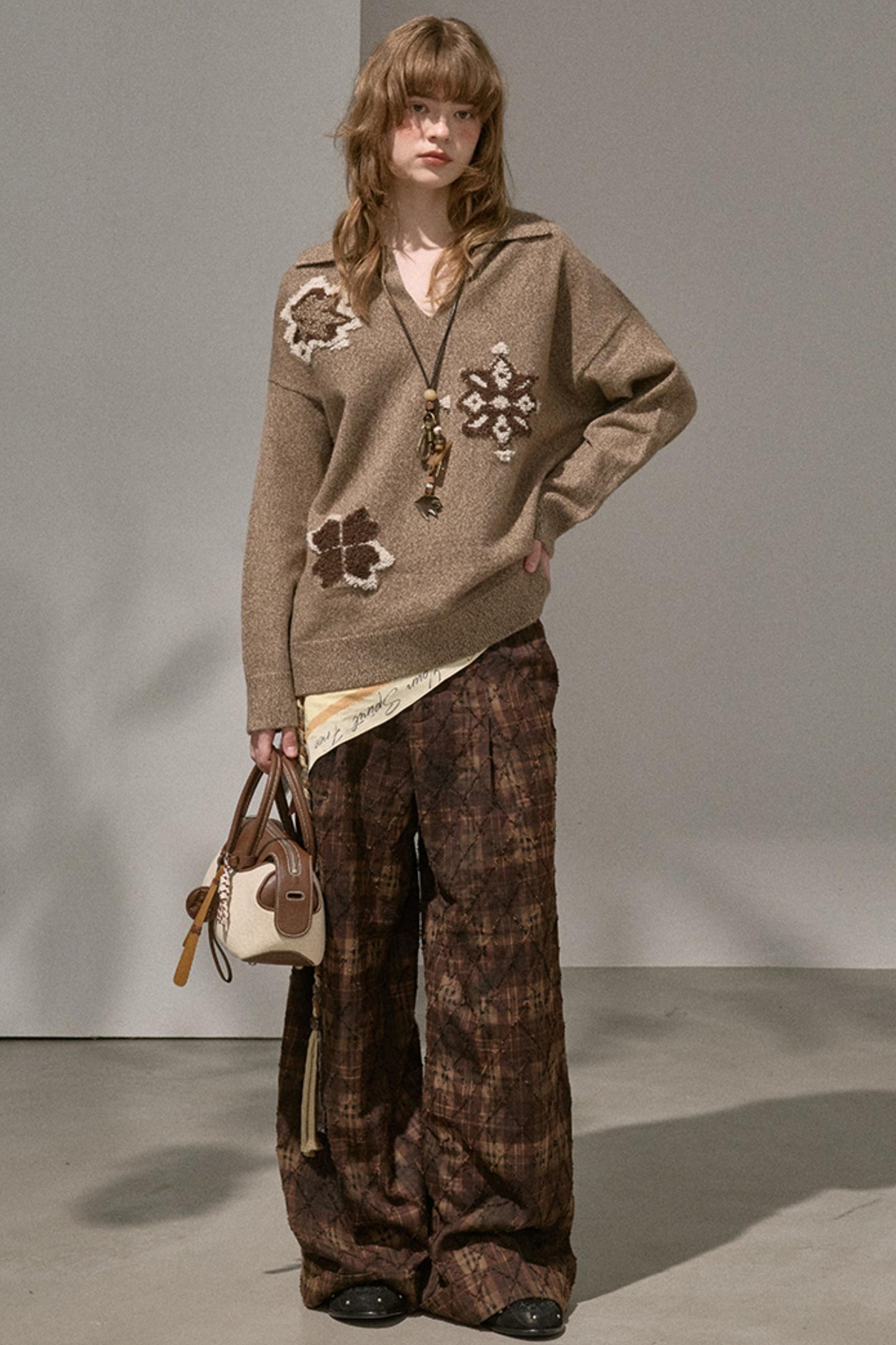 Volumetric Snowflake V-Neck Casual Top