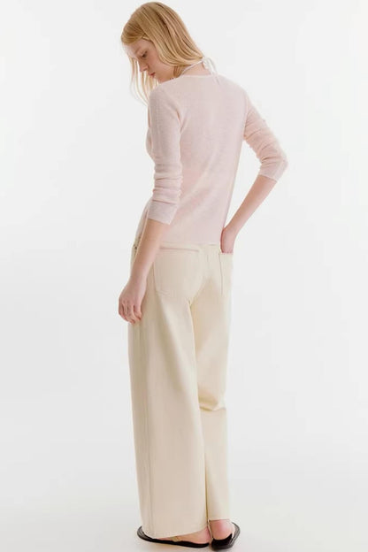 Milchig-weiße Baumwollhose