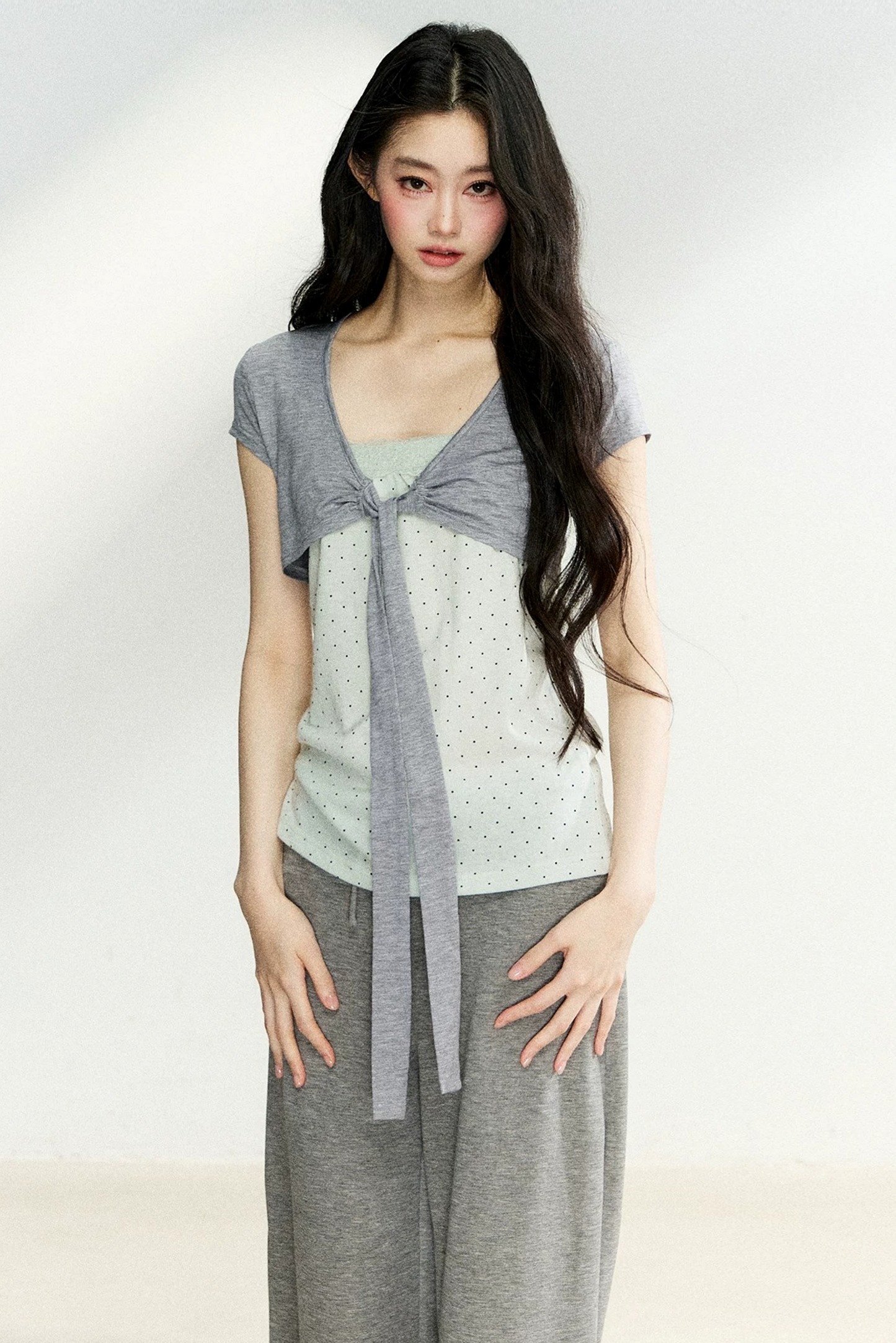 Polka Dot Tube Cardigan Set-Up