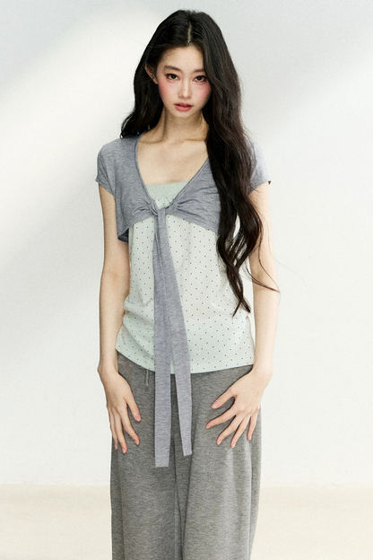 Polka Dot Tube Cardigan Set-Up