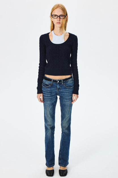 Wool Cropped Slim Fit Top