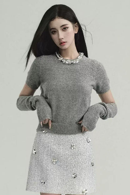 Slim Fit Short-Sleeve Knit Top