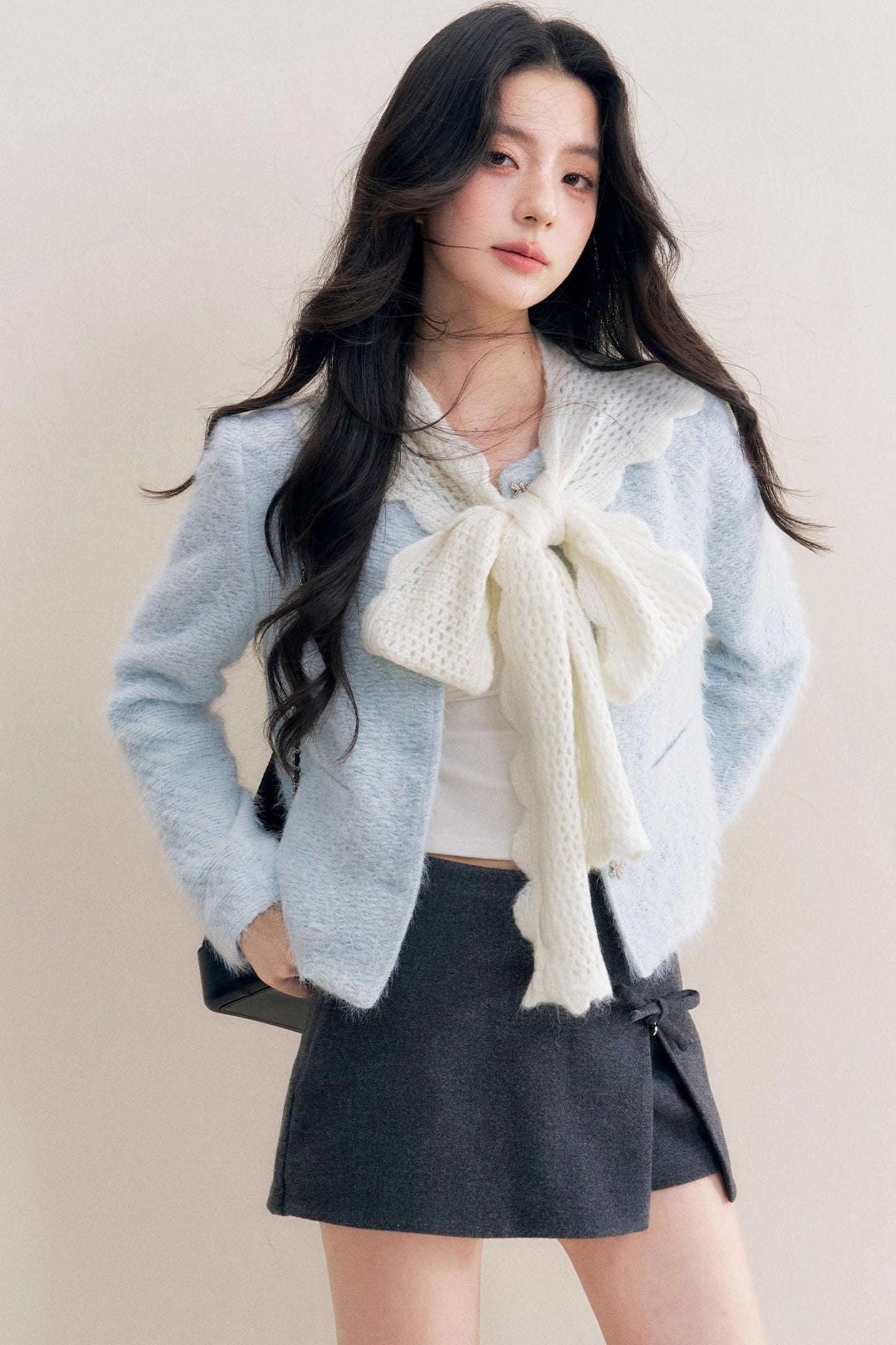 Winter Wool Blend Crew Neck Jacket